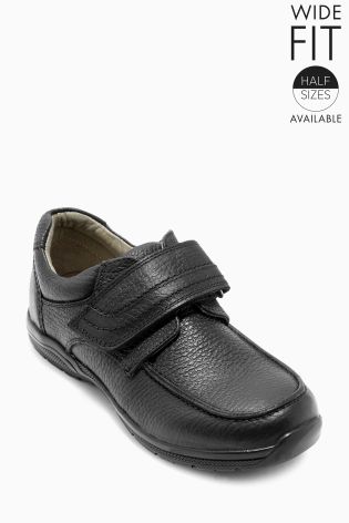 Black Premium Leather Single Strap Shoes (Older Boys)